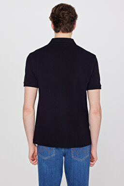 Regular Fit Normal Kesim Polo Yaka %100 Pamuk Siyah Tişört - Black-W7D5K4XX2T001 (görsel 5)