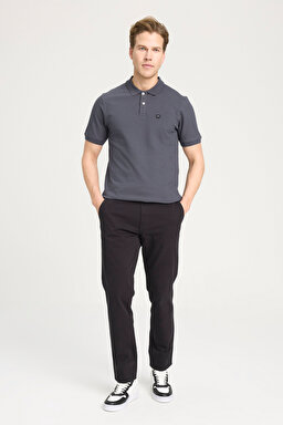 Regular Fit Normal Kesim Polo Yaka %100 Pamuk Antrasit Tişört - Anthracite-W7D5K4XX2T003 (görsel 3)