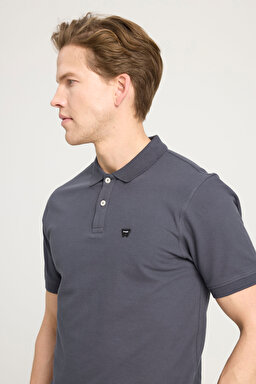 Regular Fit Normal Kesim Polo Yaka %100 Pamuk Antrasit Tişört - Anthracite-W7D5K4XX2T003 (görsel 4)