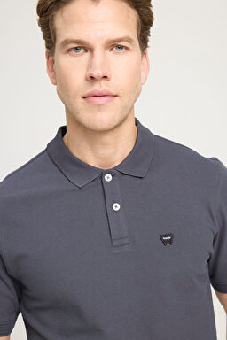 Regular Fit Normal Kesim Polo Yaka %100 Pamuk Antrasit Tişört - Anthracite-W7D5K4XX2T003 (görsel 5)