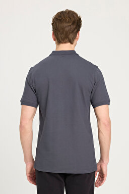 Regular Fit Normal Kesim Polo Yaka %100 Pamuk Antrasit Tişört - Anthracite-W7D5K4XX2T003 (görsel 6)