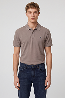 Regular Fit Normal Kesim Polo Yaka %100 Pamuk Bordo Tişört - Vizon-W7D5K4XX2T207 (görsel 4)