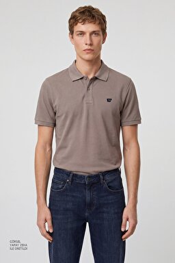 Regular Fit Normal Kesim Polo Yaka %100 Pamuk Tişört - Vizon-W7D5K4XX2T207 (görsel 4)