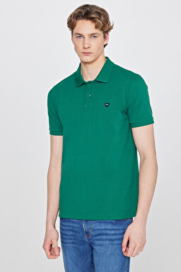 Regular Fit Normal Kesim Polo Yaka %100 Pamuk Yeşil Tişört - Green-W7D5K4XX2T300