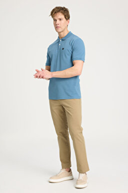 Regular Fit Normal Kesim Polo Yaka %100 Pamuk Açık Mavi Tişört - Light Blue-W7D5K4XX2T404 (görsel 4)