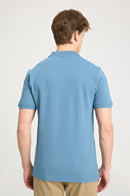 Regular Fit Normal Kesim Polo Yaka %100 Pamuk Açık Mavi Tişört - Light Blue-W7D5K4XX2T404 (görsel 6)