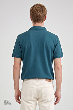 Regular Fit Normal Kesim Polo Yaka %100 Pamuk Bordo Tişört - Petrol-W7D5K4XX2T406 (görsel 5)