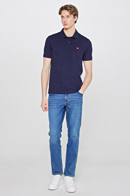 Regular Fit Normal Kesim Polo Yaka %100 Pamuk Lacivert Tişört - Navy-W7D5K4XX2T410 (görsel 3)