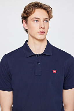 Regular Fit Normal Kesim Polo Yaka %100 Pamuk Lacivert Tişört - Navy-W7D5K4XX2T410 (görsel 4)