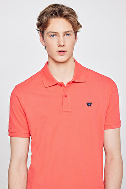 Regular Fit Normal Kesim Polo Yaka %100 Pamuk Mercan Rengi Tişört - Coral-W7D5K4XX2T512 (görsel 4)