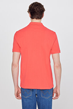 Regular Fit Normal Kesim Polo Yaka %100 Pamuk Mercan Rengi Tişört - Coral-W7D5K4XX2T512 (görsel 5)