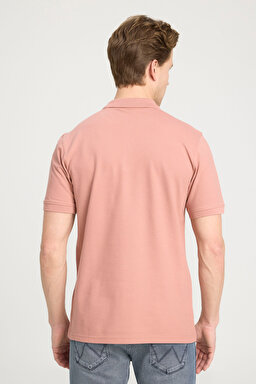Regular Fit Normal Kesim Polo Yaka %100 Pamuk Gül Kurusu Tişört - Dusty Rose-W7D5K4XX2T532 (görsel 5)