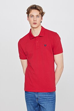 Regular Fit Normal Kesim Polo Yaka %100 Pamuk Bordo Tişört - Red-W7D5K4XX2T600 (görsel 2)