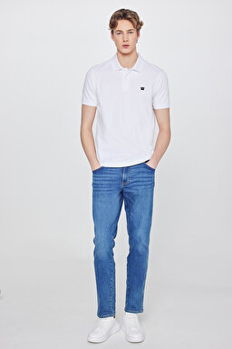 Regular Fit Normal Kesim Polo Yaka %100 Pamuk Beyaz Tişört - White-W7D5K4XX2T989 (görsel 3)