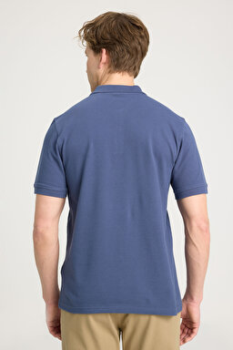 Regular Fit Normal Kesim Polo Yaka %100 Pamuk Lacivert Tişört - Vintage Indigo-W7D5K4XX2TXZ8 (görsel 5)
