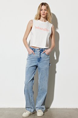 Regular Fit Normal Kesim %100 Pamuk Bisiklet Yaka Beyaz Tişört - Worn White-W7FED3W02 (görsel 8)