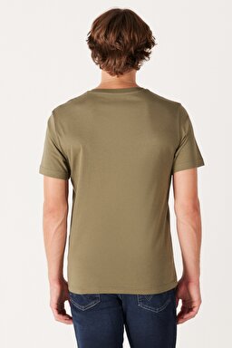 Regular Fit Normal Kesim %100 Pamuk Bisiklet Yaka Tişört - Dusty Olive-W7H4D3X45 (görsel 7)
