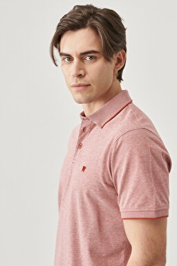 Regular Fit Normal Kesim Pamuklu Polo Yaka Tişört - Etruscan Red-W7H7KER11 (görsel 4)
