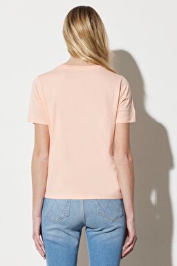 Regular Fit Normal Kesim %100 Pamuk Bisiklet Yaka Tişört - Peach Melba-W7N4D3P60 (görsel 5)