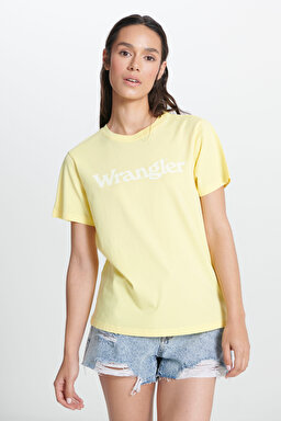 Regular Fit Normal Kesim Kısa Kollu Bisiklet Yaka %100 Pamuk Logolu Tshirt - Lemon Merengue-W7N4GHY19