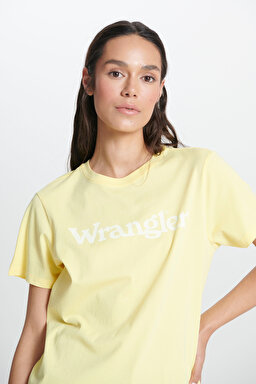 Regular Fit Normal Kesim Kısa Kollu Bisiklet Yaka %100 Pamuk Logolu Tshirt - Lemon Merengue-W7N4GHY19 (görsel 2)