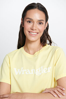 Regular Fit Normal Kesim Kısa Kollu Bisiklet Yaka %100 Pamuk Logolu Tshirt - Lemon Merengue-W7N4GHY19 (görsel 4)