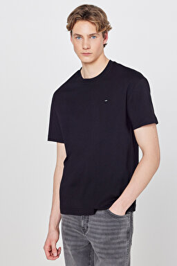 Regular Fit Normal Kesim Bisiklet Yaka %100 Pamuk Siyah Tişört - Black-W7NM203877001
