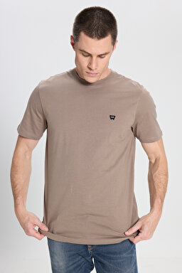 Regular Fit Normal Kesim Bisiklet Yaka %100 Pamuk Vizon Tişört - Vizon-W7NM203877208 (görsel 2)
