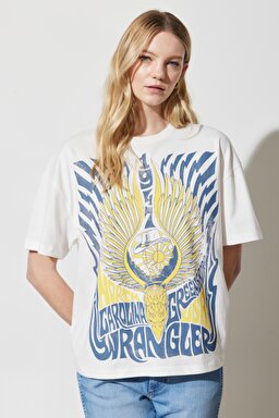 Regular Fit Normal Kesim %100 Pamuk Bisiklet Yaka Beyaz Tişört - Worn in White-W7R9EEW04
