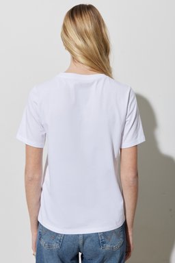 Regular Fit Normal Kesim %100 Pamuk Bisiklet Yaka Beyaz Tişört - White-W7XFD3989 (görsel 5)