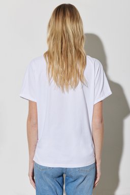Regular Fit Normal Kesim %100 Pamuk V Yaka Beyaz Tişört - White-W7XKEV12 (görsel 6)