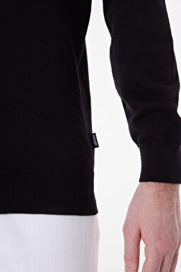 Regular Fit Normal Kesim Sıfır Yaka Triko - Black-W8A02P100 (görsel 5)