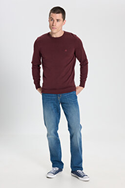Regular Fit Normal Kesim Bisiklet Yaka Açık Yeşil Triko Kazak - Dahlia-W8A02P299 (görsel 3)