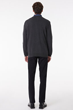 Regular Fit Normal Kesim Sıfır Yaka Triko - Gray Melange-W8A02PX06 (görsel 5)