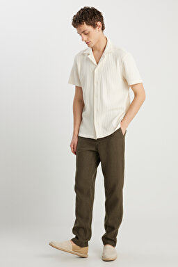Relaxed Fit Geniş Kesim Bej Gömlek - Natural-W8G17444919 (görsel 3)