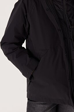 All Terrain Gear Regular Fit Kapüşonlu Çift Kullanımlı Siyah Su Geçirmez Ceket - Black-WA44ES100 (görsel 4)