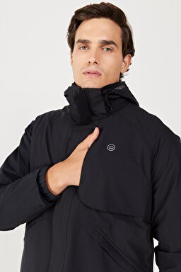 All Terrain Gear Regular Fit Normal Kesim Kapüşonlu Su Geçirmez Çift Kullanımlı Siyah Mont - Jet Black-WA4YESX6B (görsel 3)