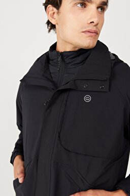 All Terrain Gear Regular Fit Normal Kesim Kapüşonlu Su Geçirmez Çift Kullanımlı Siyah Mont - Jet Black-WA4YESX6B (görsel 4)