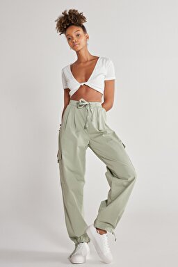 Regular Fit Normal Kesim %100 Pamuk Mint Yeşili Jogger Pantolon - Mint Green-WJOW001303 (görsel 2)