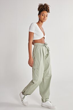 Regular Fit Normal Kesim %100 Pamuk Mint Yeşili Jogger Pantolon - Mint Green-WJOW001303 (görsel 3)