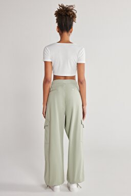 Regular Fit Normal Kesim %100 Pamuk Mint Yeşili Jogger Pantolon - Mint Green-WJOW001303 (görsel 8)