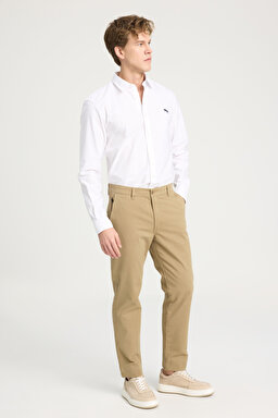 Slim Fit Dar Kesim Normal Bel DarPaça Camel Chino Pantolon - Camel-WM01003211