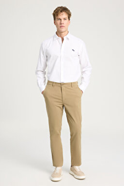 Slim Fit Dar Kesim Normal Bel DarPaça Camel Chino Pantolon - Camel-WM01003211 (görsel 2)