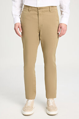 Slim Fit Dar Kesim Normal Bel DarPaça Camel Chino Pantolon - Camel-WM01003211 (görsel 4)