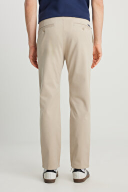 Slim Fit Dar Kesim Normal Bel DarPaça Bej Chino Pantolon - Beige-WM01003614 (görsel 4)