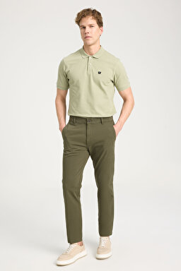 Slim Fit Dar Kesim Normal Bel Dar Paça Haki Chino Pantolon - Khaki-WM01003801 (görsel 2)