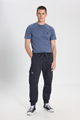 Regular Fit Normal Kesim Normal Bel Dar Paça Lacivert Jogger Pantolon - Navy-WM03002410 (görsel 2)