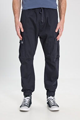 Regular Fit Normal Kesim Normal Bel Dar Paça Lacivert Jogger Pantolon - Navy-WM03002410 (görsel 3)