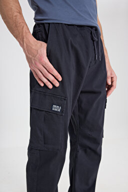 Regular Fit Normal Kesim Normal Bel Dar Paça Lacivert Jogger Pantolon - Navy-WM03002410 (görsel 4)