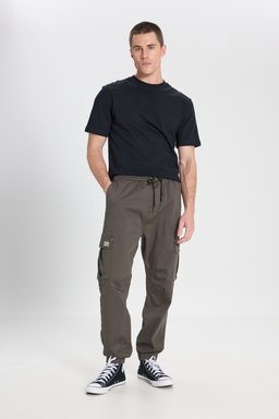 Regular Fit Normal Kesim Normal Bel Dar Paça Haki Jogger Pantolon - Khaki-WM03002801